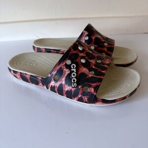Crocs Classic Animal REMIX Slide #207841 Leopard Print Men's 9 Womens 11 EUC